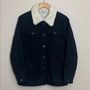 Hang Ten Black Jacket with White Sherpa Collar